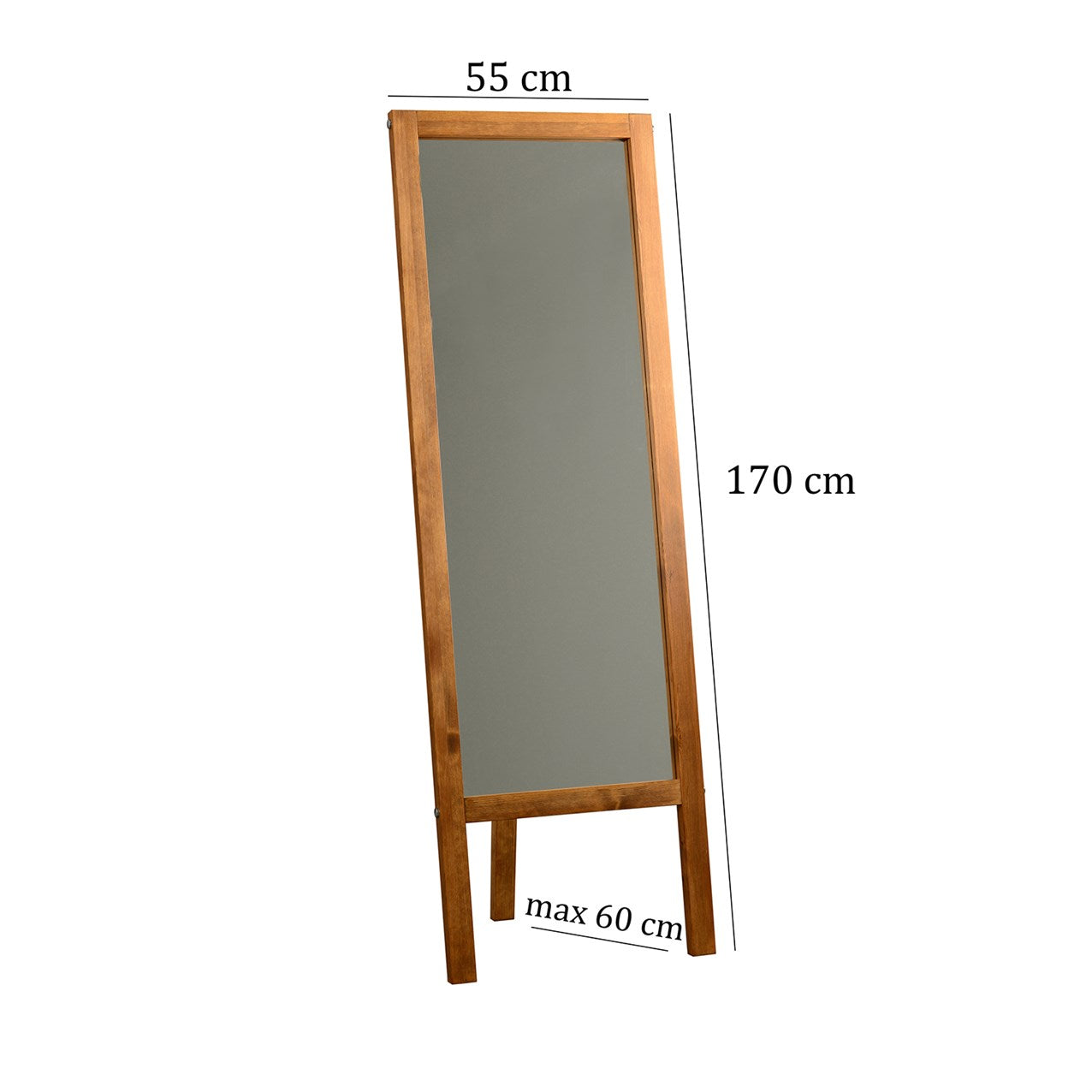 Legly - Solid Wood Standing Mirror Home Decor, Full Length Glass Mirror with Hangers