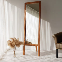 Legly - Solid Wood Standing Mirror Home Decor, Full Length Glass Mirror with Hangers