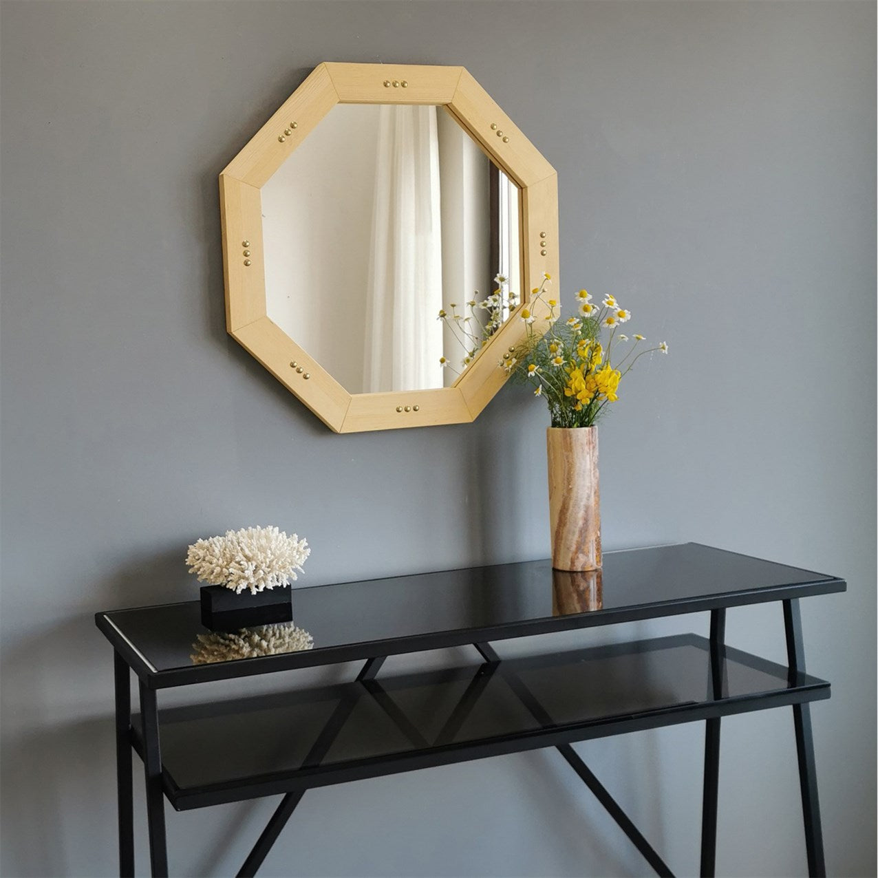 Achtgen - Natural Solid Wood Frame Mirror Home Decor