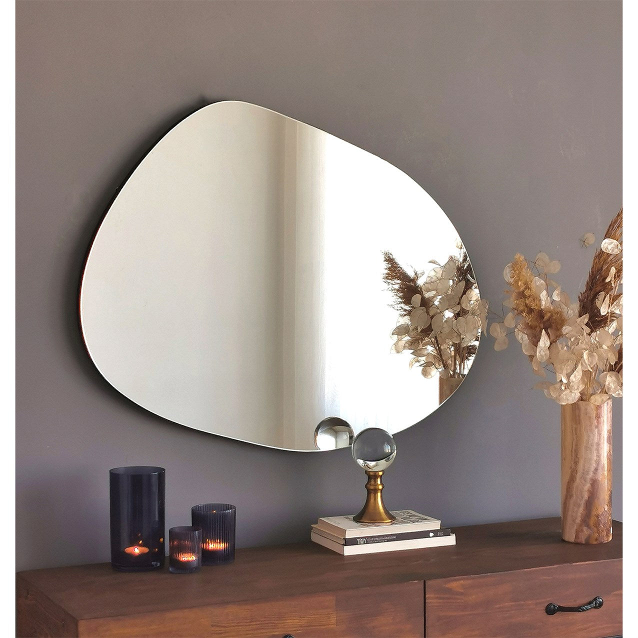 Gusto - Asymmetrical Mirror Home Decor, Aesthetic Mirror Wall Art, Irregular Frameless Mirror