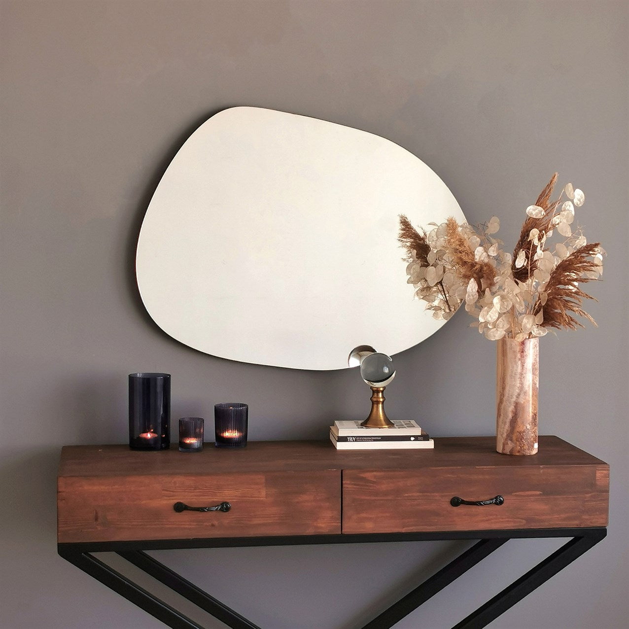 Gusto - Asymmetrical Mirror Home Decor, Aesthetic Mirror Wall Art, Irregular Frameless Mirror