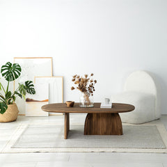 Miami - Mid Century Modern Coffee Table,Scandinavian Solid Wood Oval Center Table