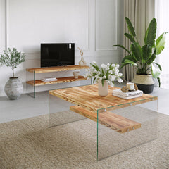 Niagara - Aesthetic Unbreakable Glass Coffee Table,Modern Square Living Room Center Table