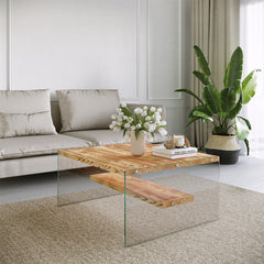 Niagara - Aesthetic Unbreakable Glass Coffee Table,Modern Square Living Room Center Table