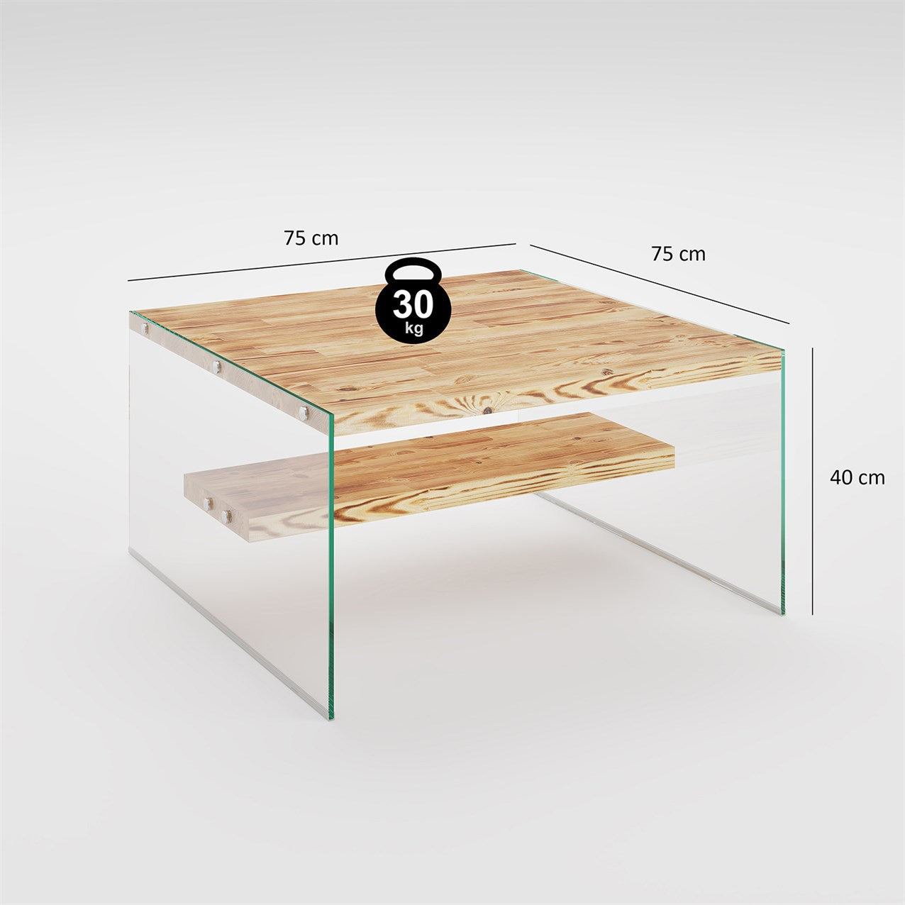 Niagara - Aesthetic Unbreakable Glass Coffee Table,Modern Square Living Room Center Table