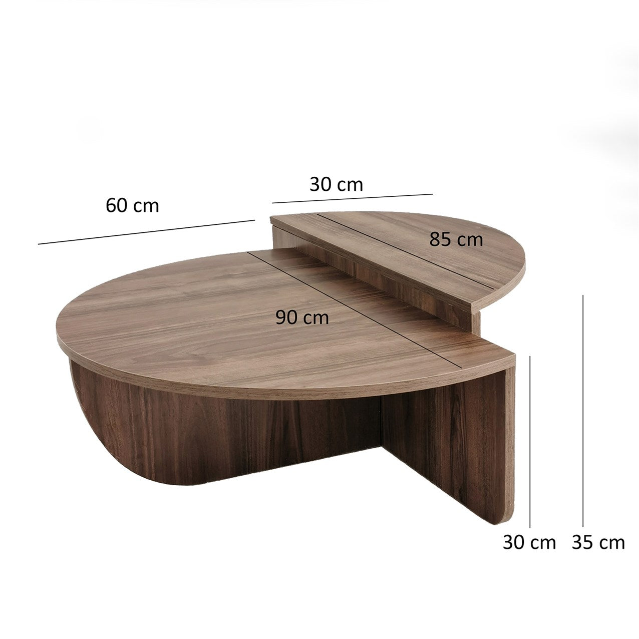 Podium - Aesthetic Wooden Round Coffee Table,Wood Coffee Table,Walnut Center Table